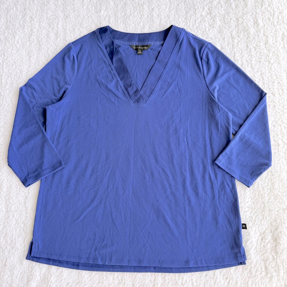 Banana Republic NWOT Women's V-Neck Blue 3/4 Sleeve Airy Blouse, Size XXL, XL, M - Picture 1 of 14